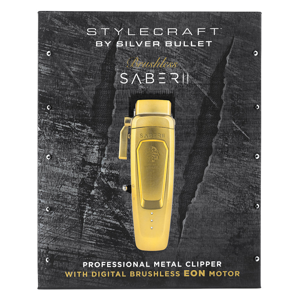 StyleCraft Saber 2.0 Cordless Modular Clipper w/ High-Torque Digital Brushless Motor - Gold